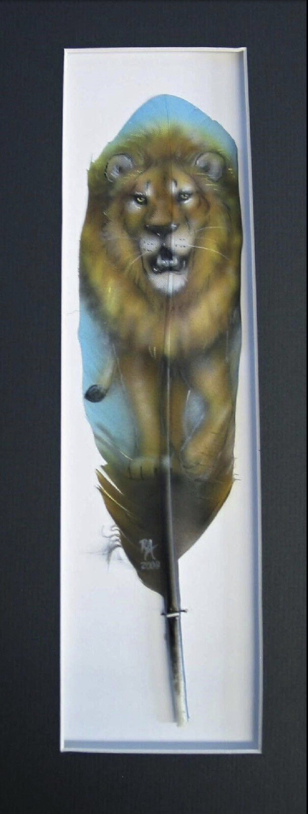 Lion – Russ Abbott – Original Hand Painted Feather