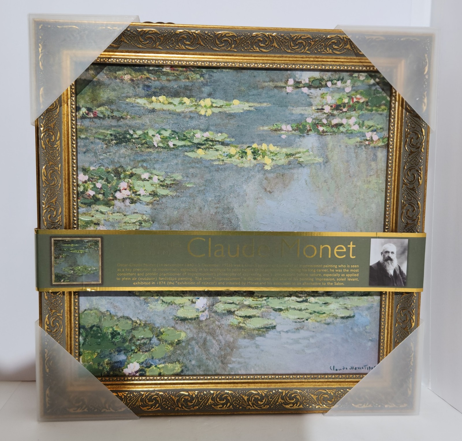Monet “Water Lily Pond” 1904 Oil Painted Wall Art Print Canvas 15”x15” Reproduct