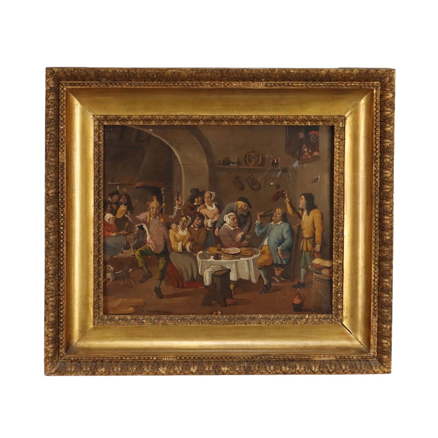 Painting ‘Twelfth Night the King Drinks’ Copy from David Teniers XIX Century