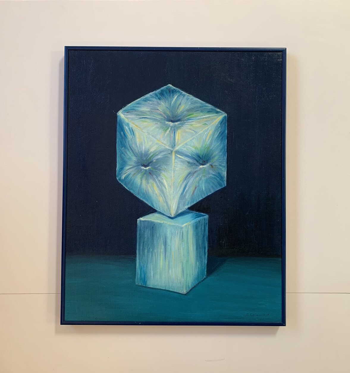 Vtg ABSTRACT GEOMETRIC PAINTING Mid Century Modern Style MODERNIST By Goldstein