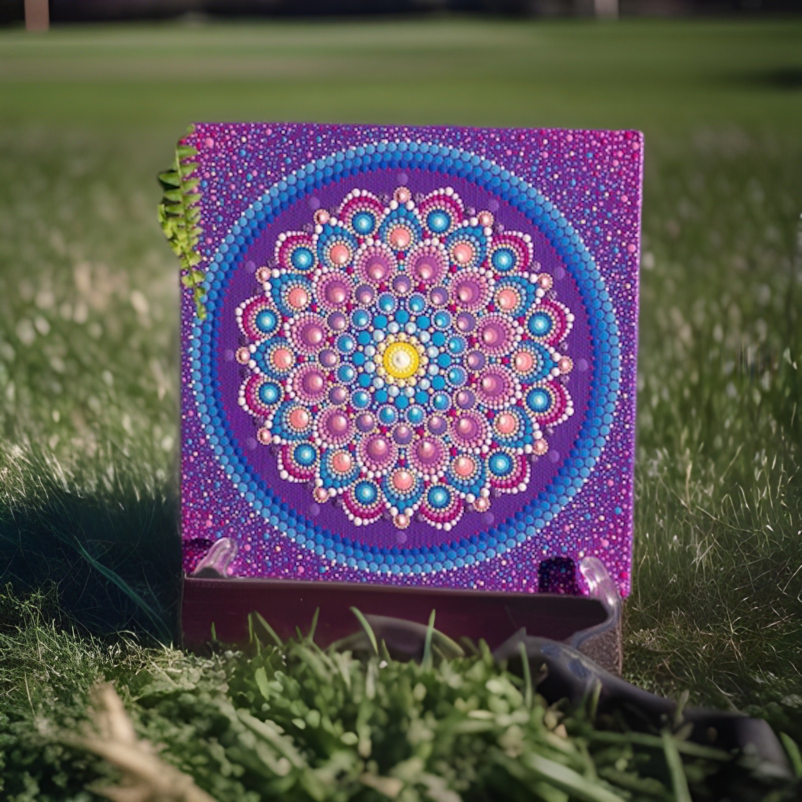 Mandala Painting Canvas Yoga Lover Gift Meditation Wall Decor Original