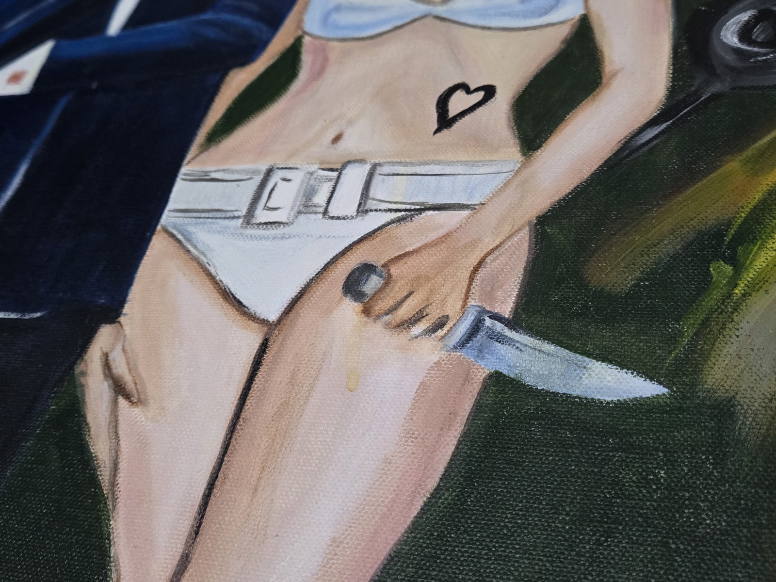 Original Painting On Canvas «Agent 007» James Bond Tribute 36×24 OOAK Signed