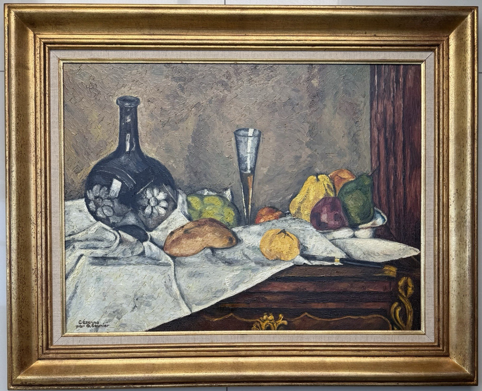 Original Old Impressionist Oil Painting, Signed “Cézanne/par G. Garnier”.