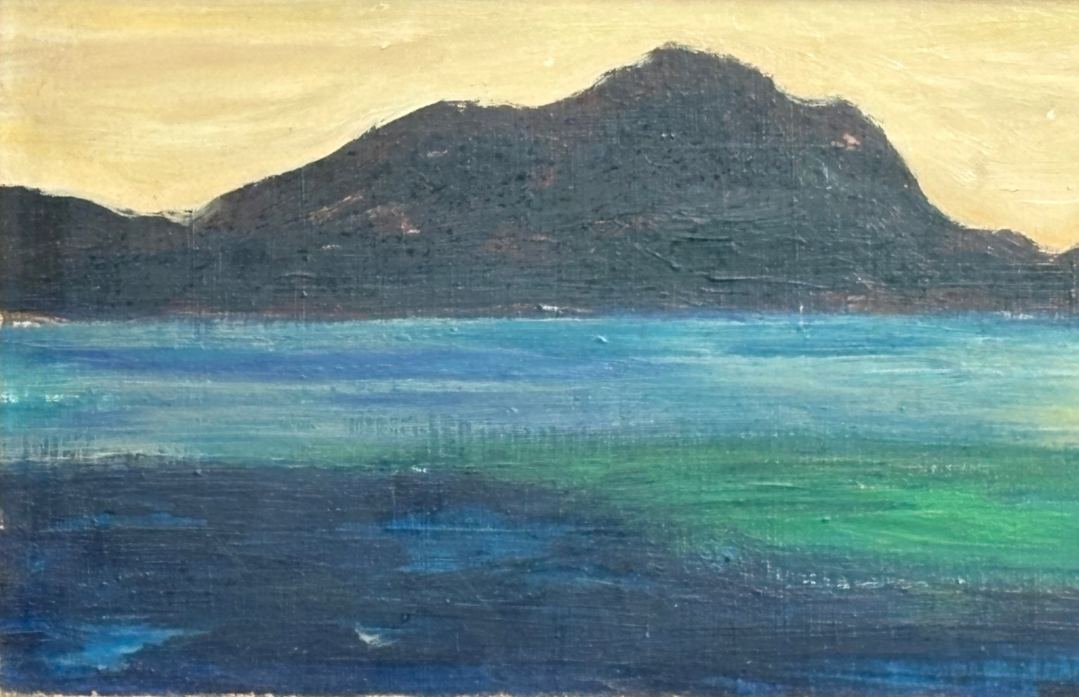 Water Reflections Below a Mountain Range Oil Painting-C. 950s-Maxim Bugzester