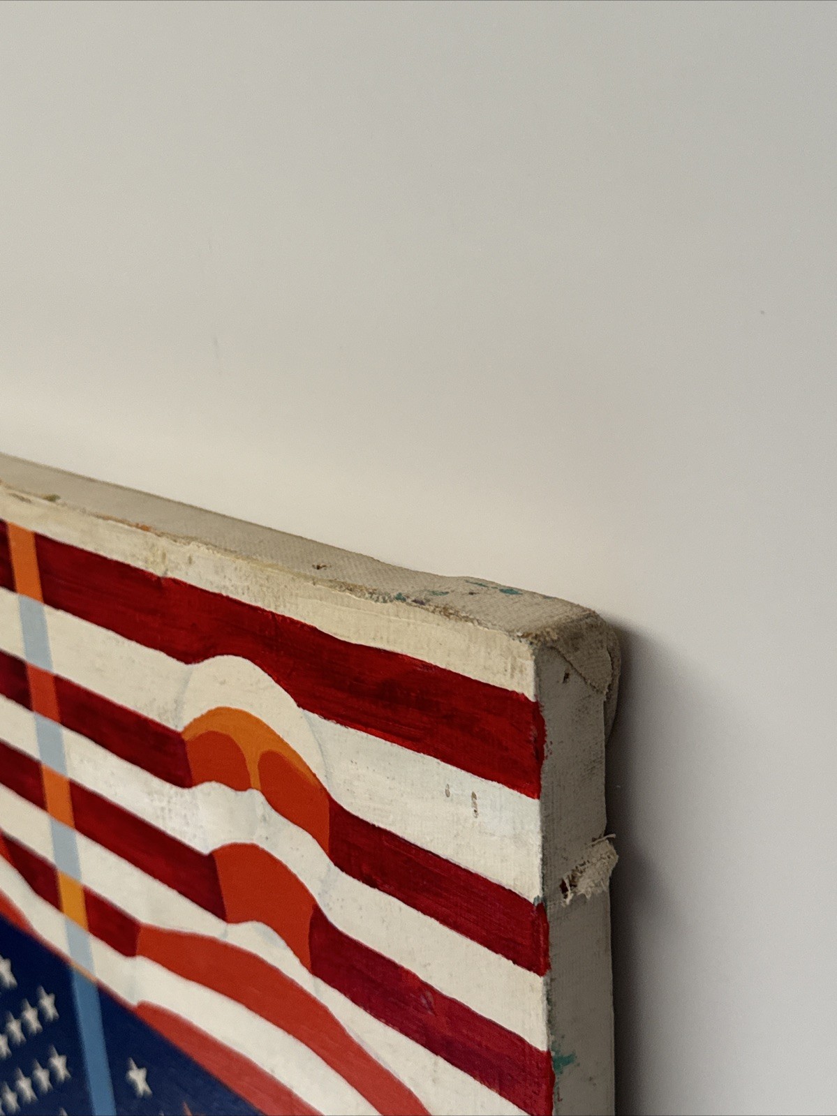 Vintage Abstract Painting Expressionism American Flag Soldier Pop Op Large