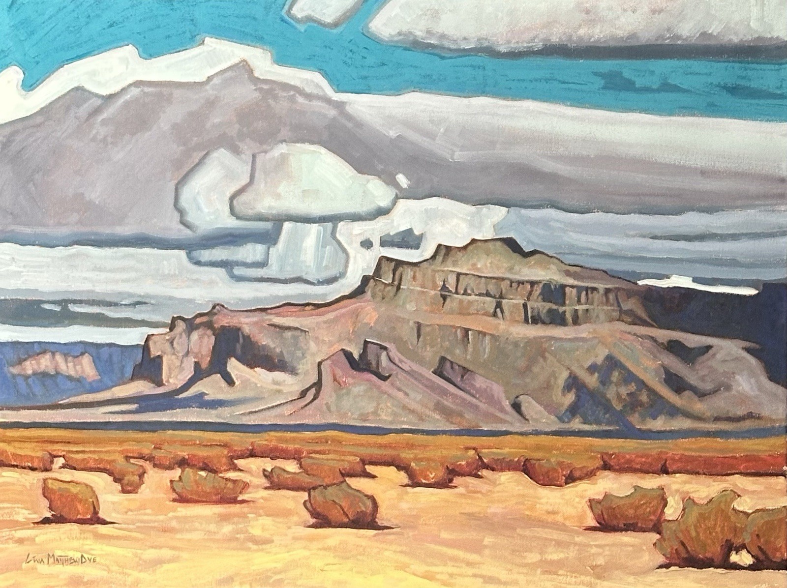 Original Western Landscape Painting Mountain Clouds 18×24 Signed Framed