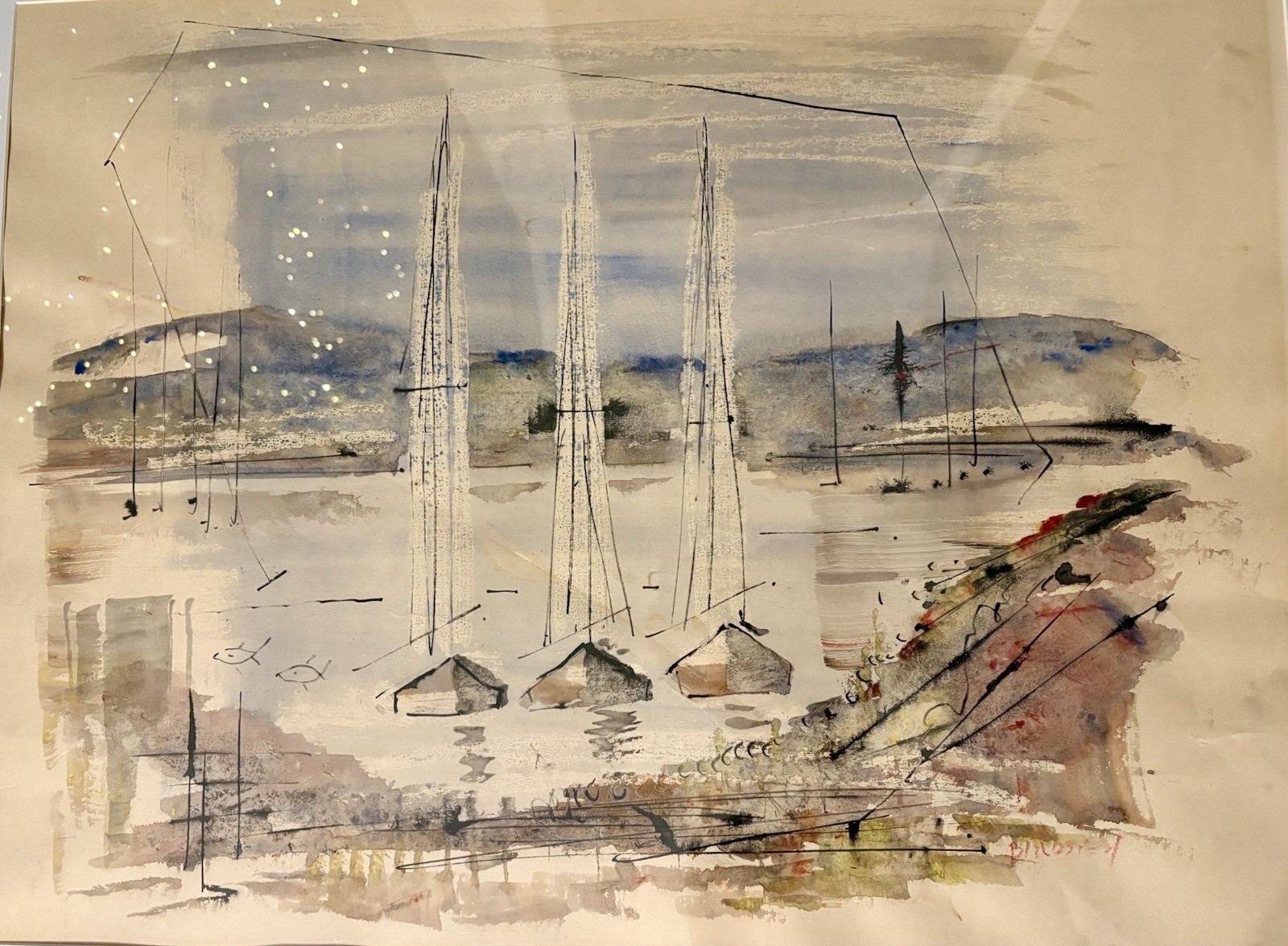 Large Original Signed Alfred Birdsey Watercolor Bermuda Harbor Early 1900’s