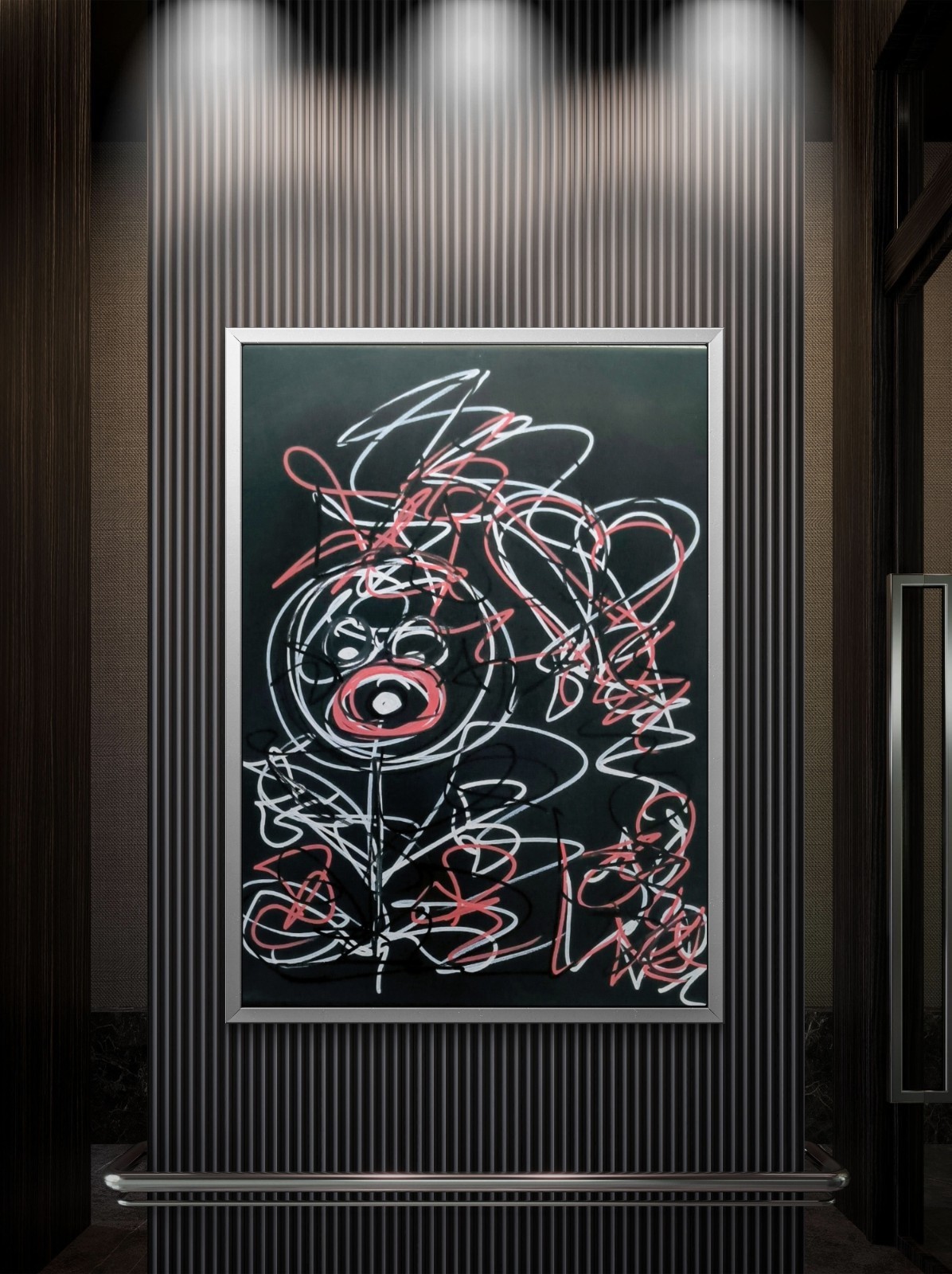 Trey Coppland, Maze Abstract Faces Acrylic, Medium Canvas, 2024, Signed