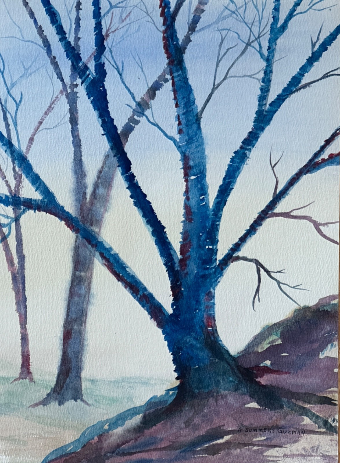 ALICE GUZMAN ORIGINAL WATERCOLOR PAINTING 15″ X 11″ NEW MEXICO ARTIST 1980’S
