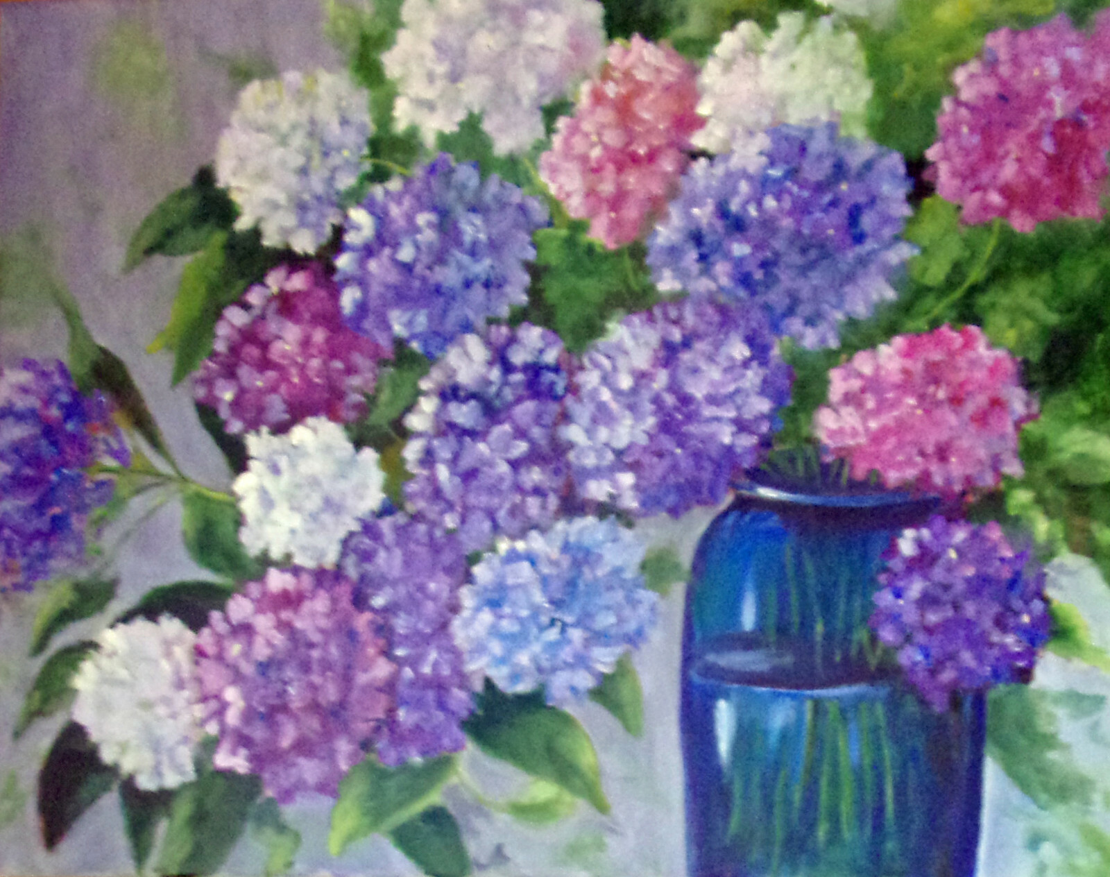 colorful hydrangea floral 8×10 print on linen card stock signed