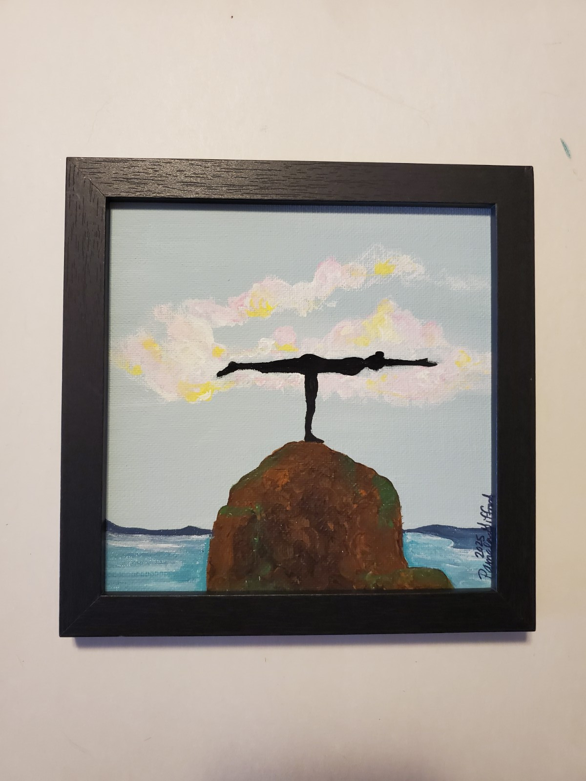 ORIGINAL YOGA ARTWORK PAINTING ACRYLIC ON CANVAS BOARD 6-3/4 X 6-3/4 ooak
