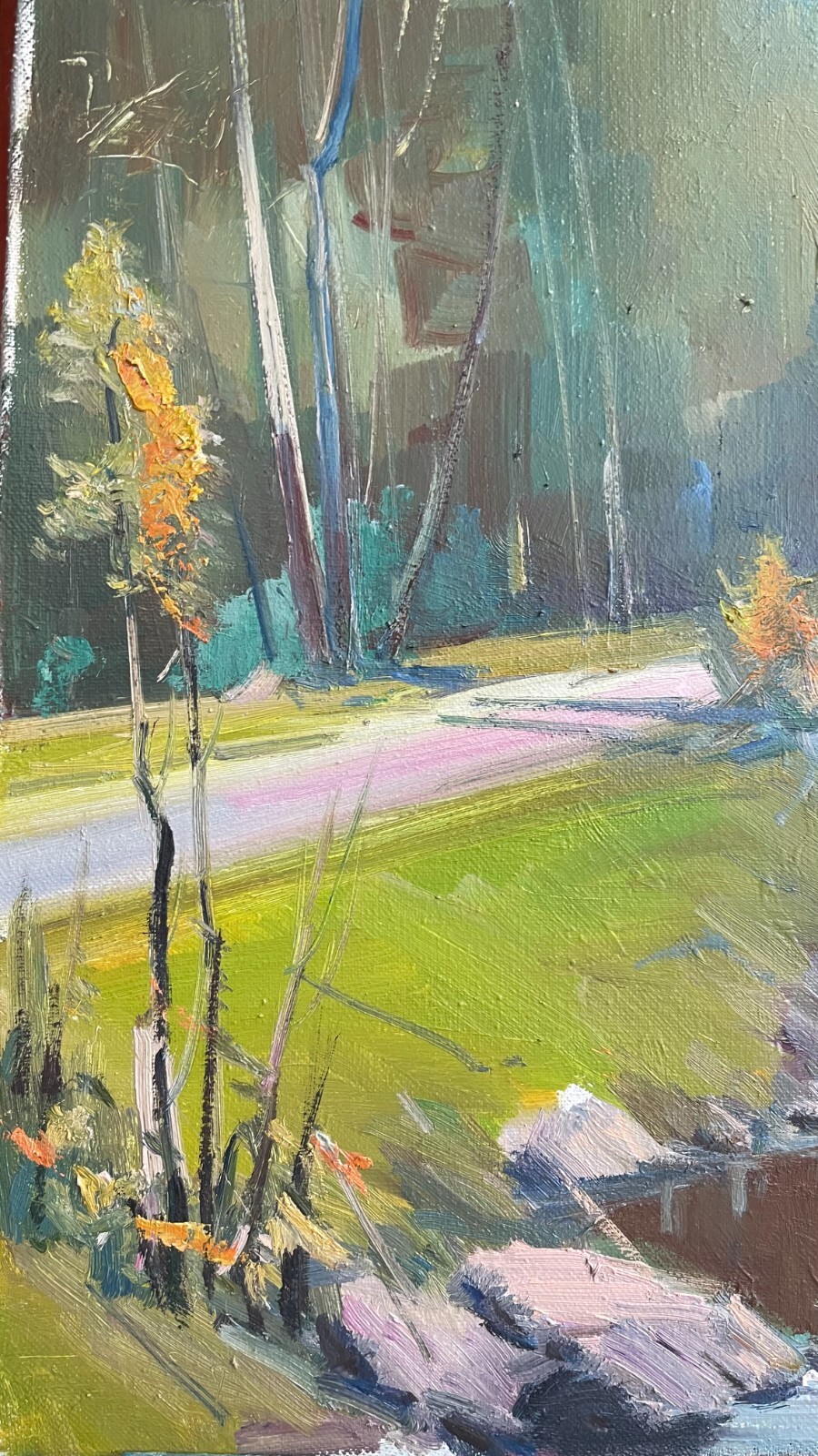 Oil painting Bridge Ukrainian painter Canvas Framed Decor original landscape art