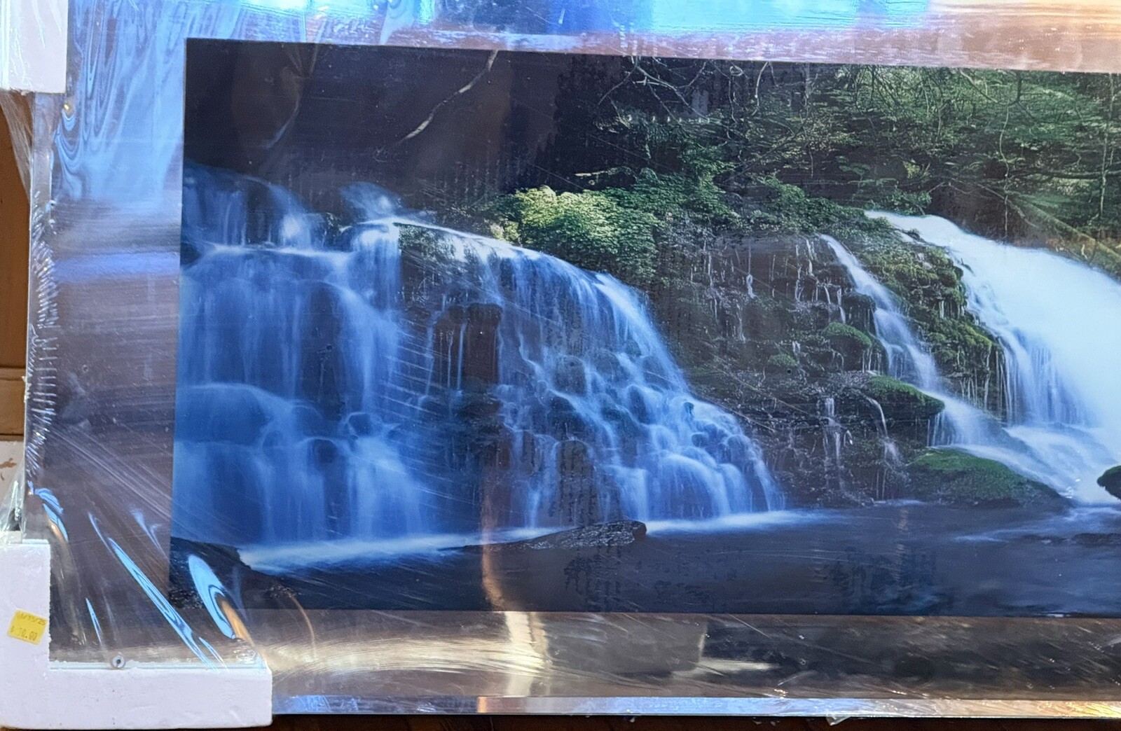 NEW Vintage First Waterfall Large Light Picture 39″x19″ Waterfall river scene