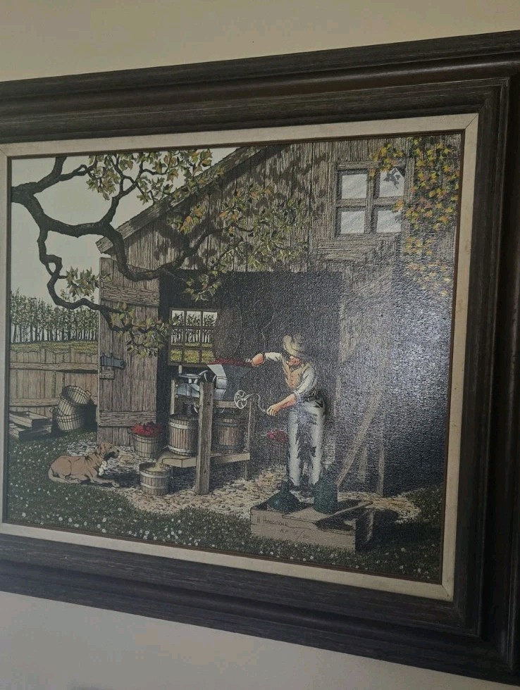 Vintage H Hargrove The Cider Maker Signed Artist Proof 10/20 Oil Certified