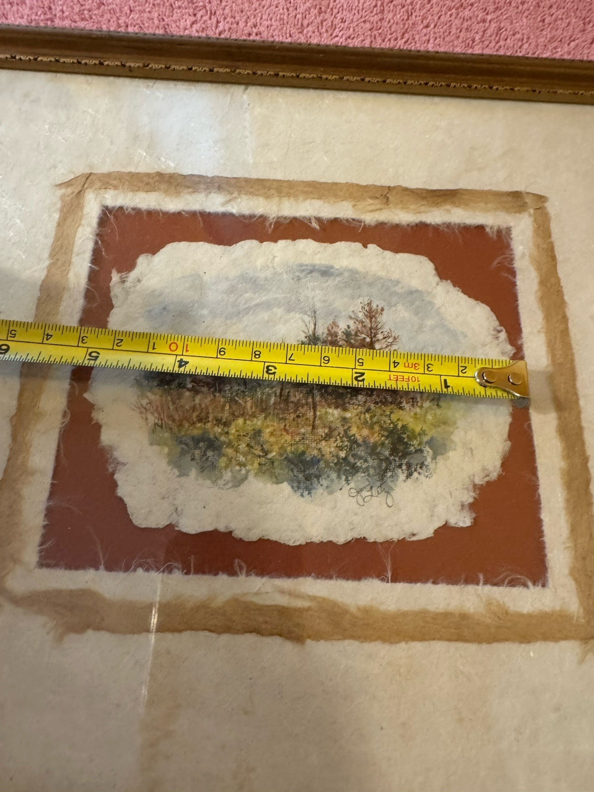 Miniature Watercolor Landscape Signed Painting 3.5×5 Framed w/Conservation Glass