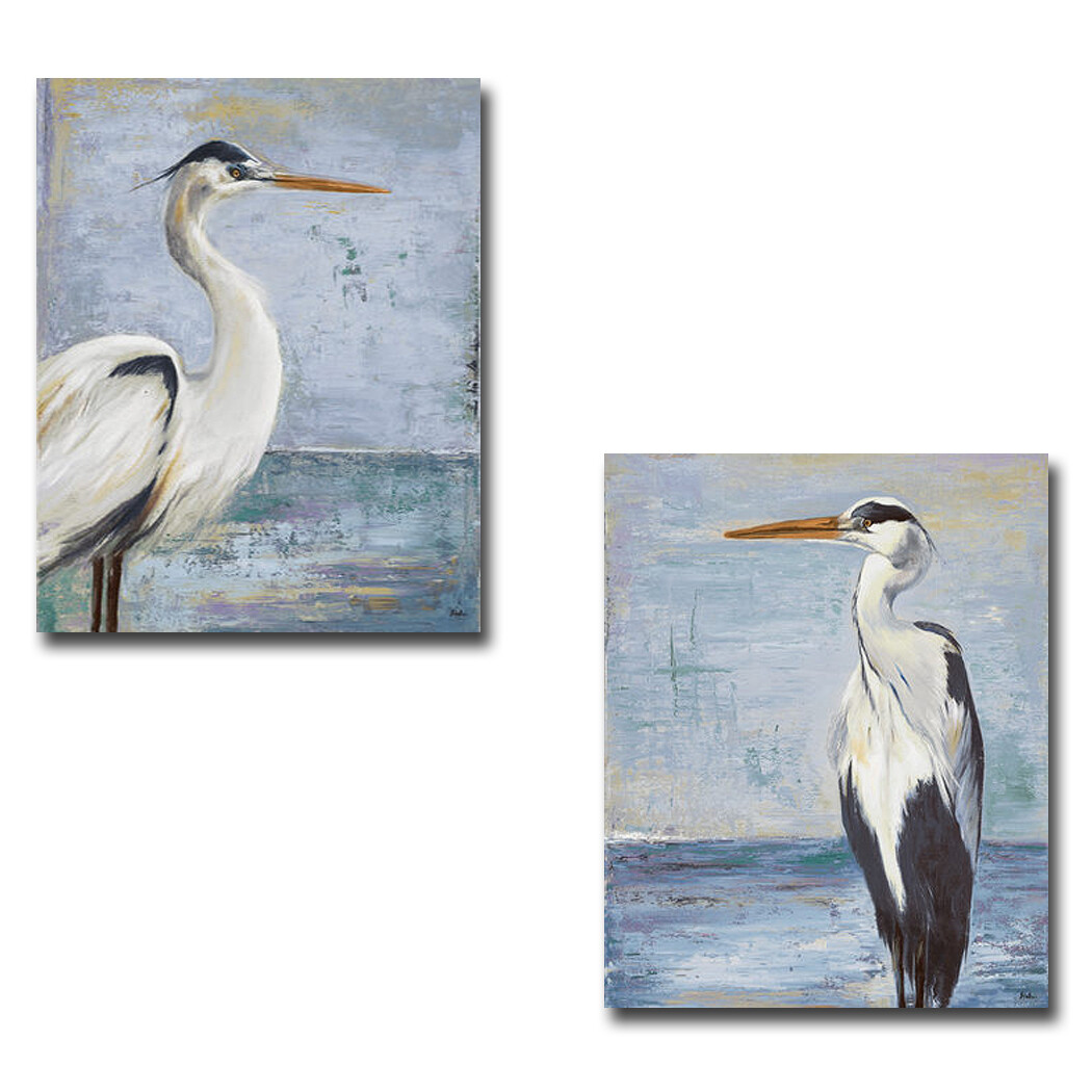 Blue Heron on Blue I & II by Pinto 2-pc Canvas Giclee Set (16 in x 12 in Ea Pc)