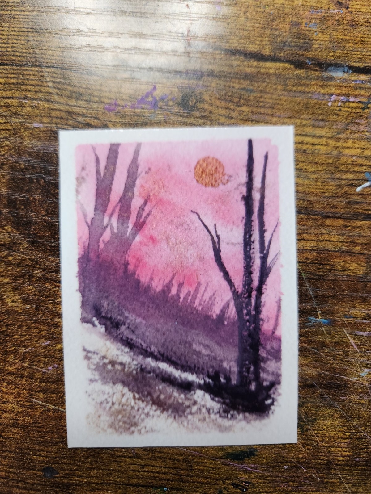 ACEO *Art Print Original Watercolor Sunset 2.5×3.5