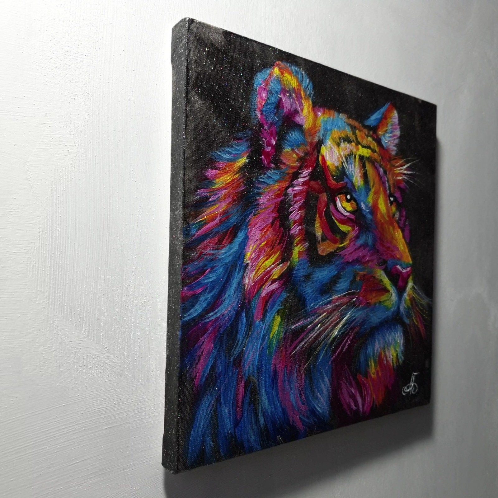 Tiger Colorful Original Acrylic Animal Painting Impressionist Ukraine Artist