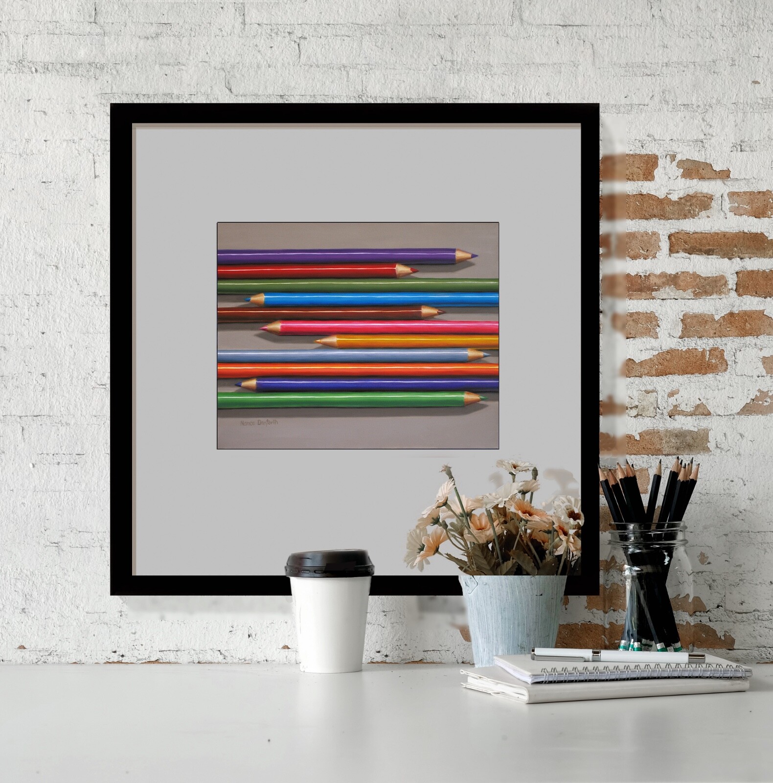 DANFORTH Colored Pencils, 8×10 still life original realistic oil painting