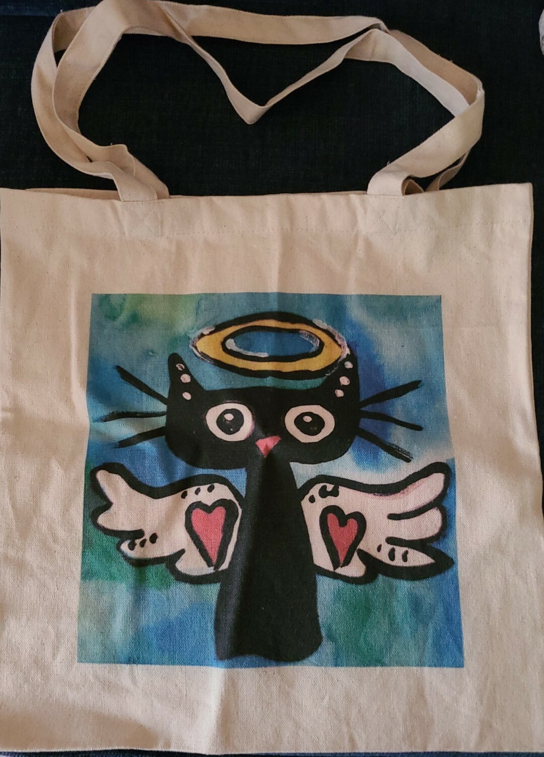 NEW NOT ACEO CANVAS ANGEL CAT TOTE BAG 15×15 » 2000-now