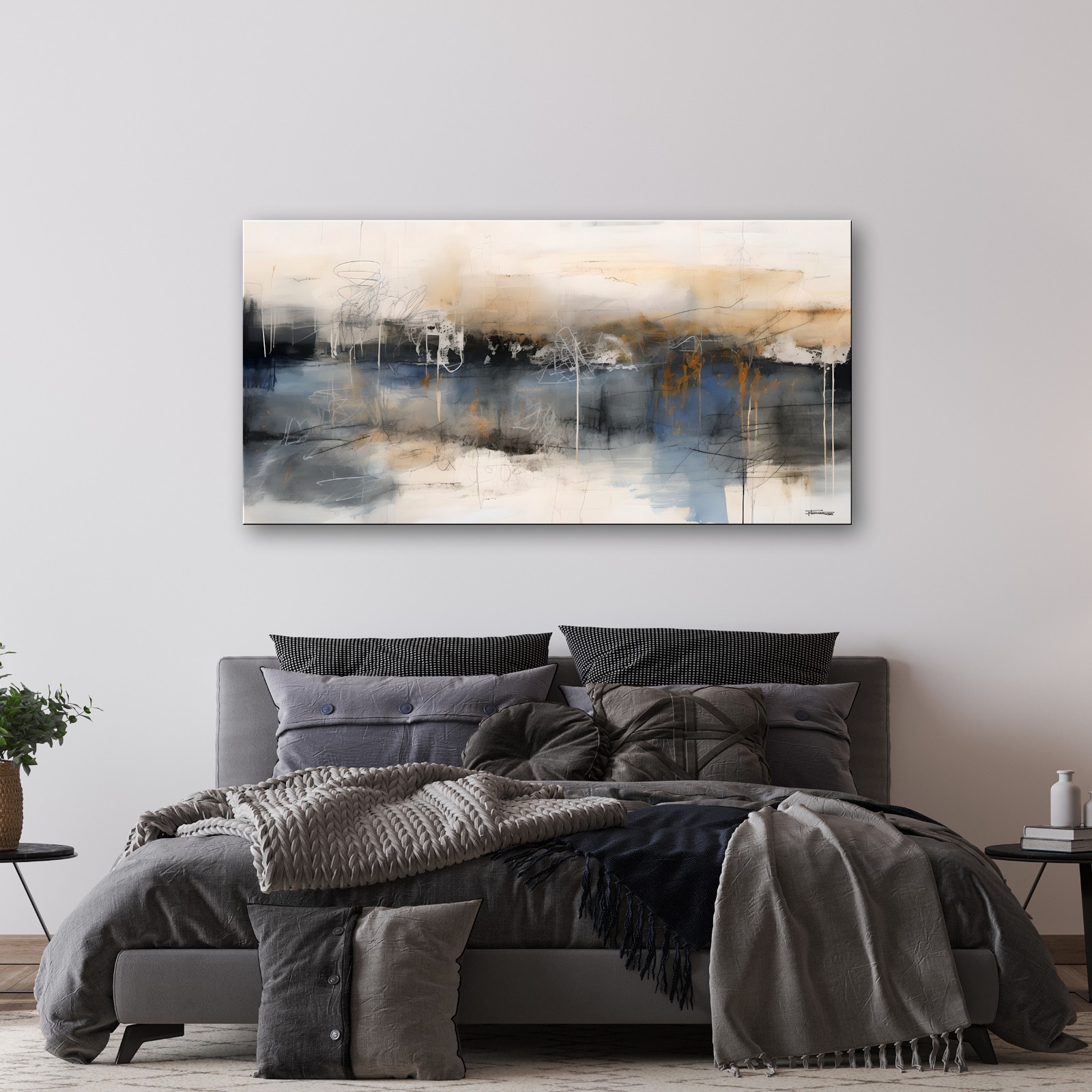 Large Abstract Canvas Painting, Textured Canvas wall art, Framed, Signed