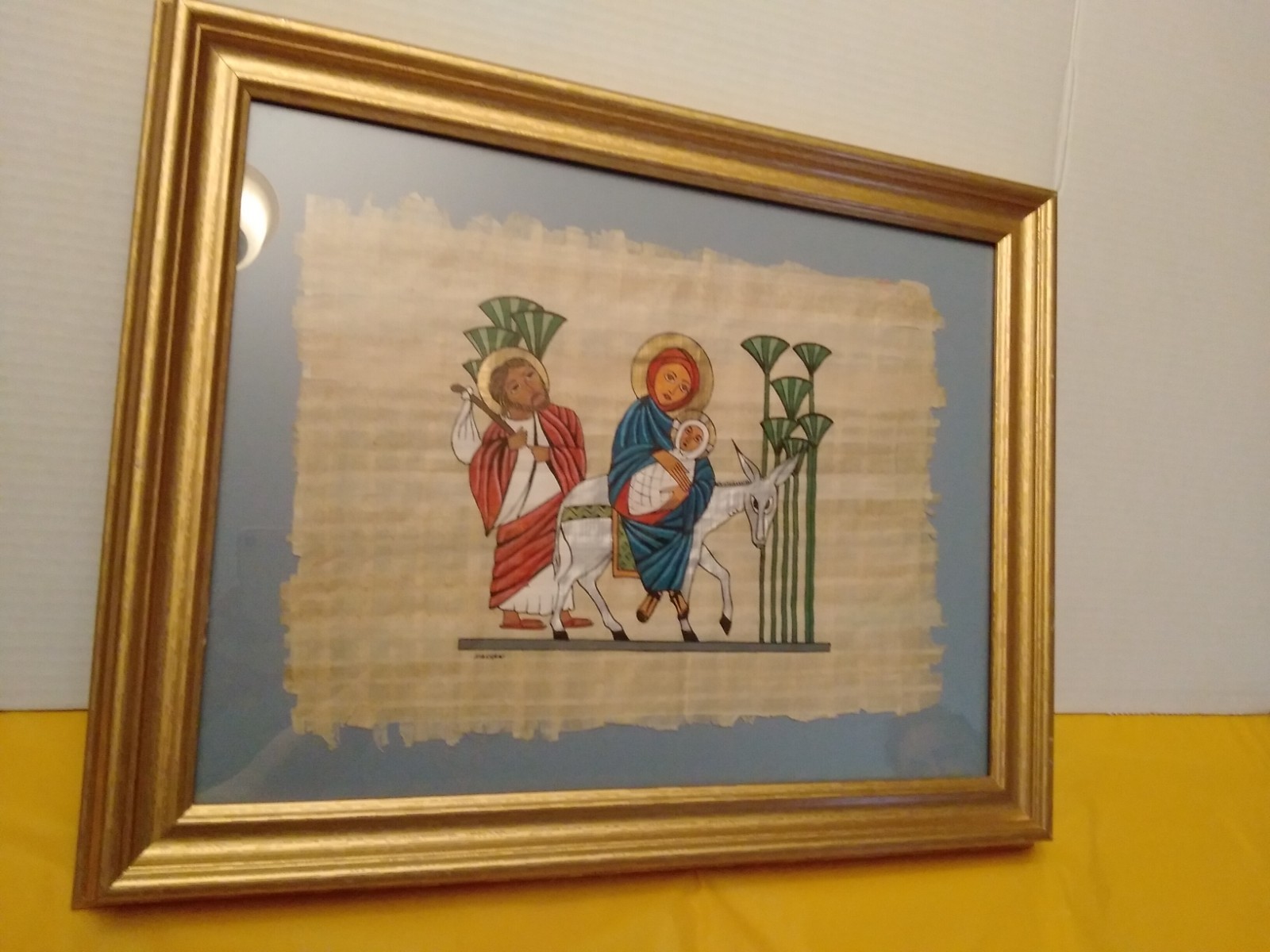 Christmas Original Signed Art Holy Family Joseph Mary & Jesus 15″x 19″ Papyri