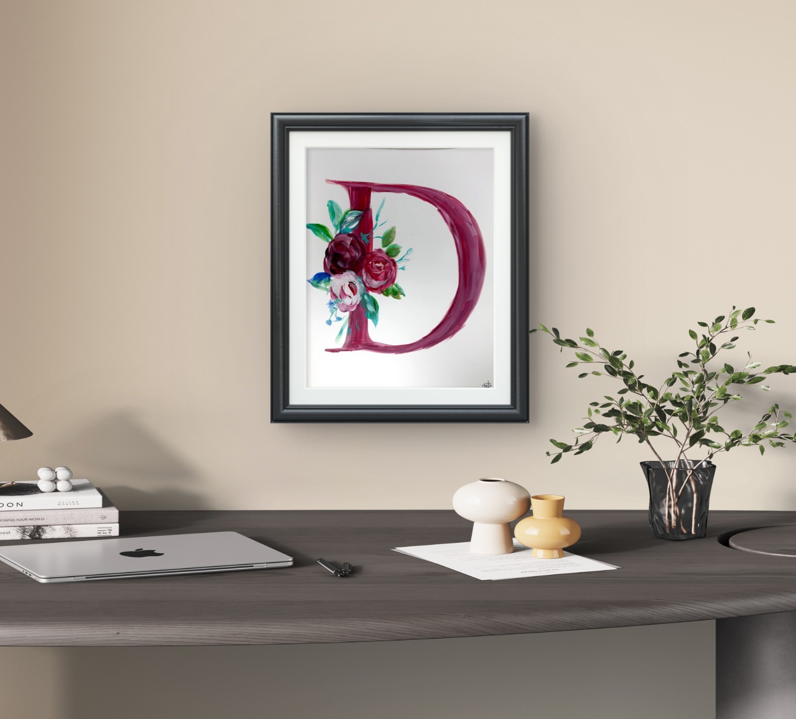 WS original flower D hand painted 14X11 Gallery Paper acrylic modern fine art