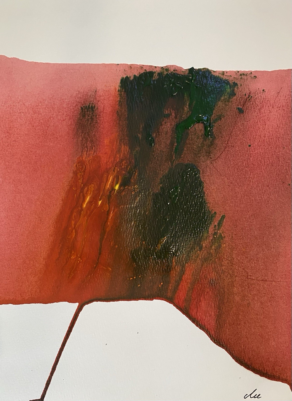 Abstract Mixed Media Ink Watercolor Painting on 9 X 12” Paper Contemporary