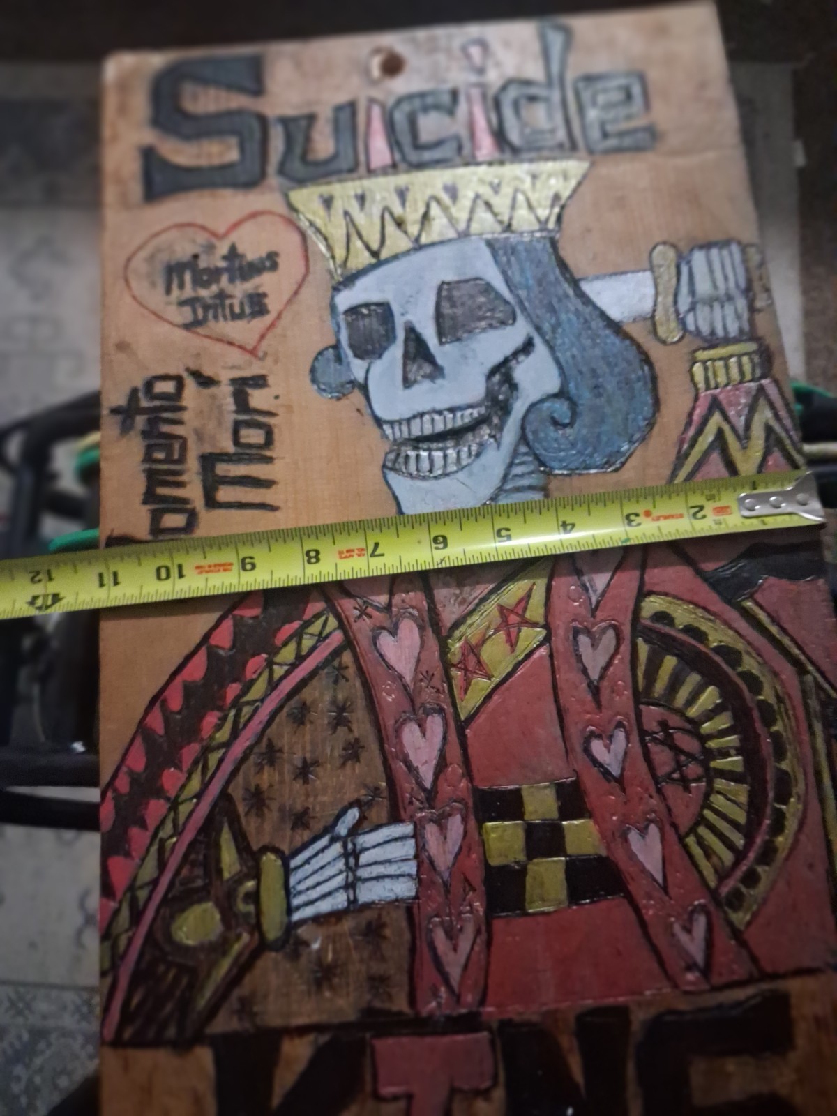 Suicide King Paint Over Woodburning