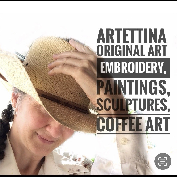 Original Coffee Horse Realism Painting Miniature Western ATC Art Gift USA Ettina