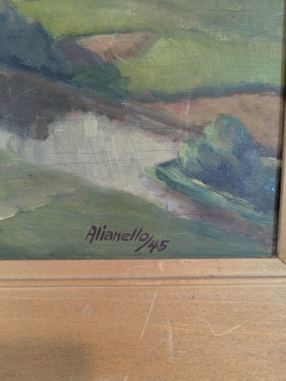 Untitled View From A Hillside, Oil(?) on wood, Alianello (1945)