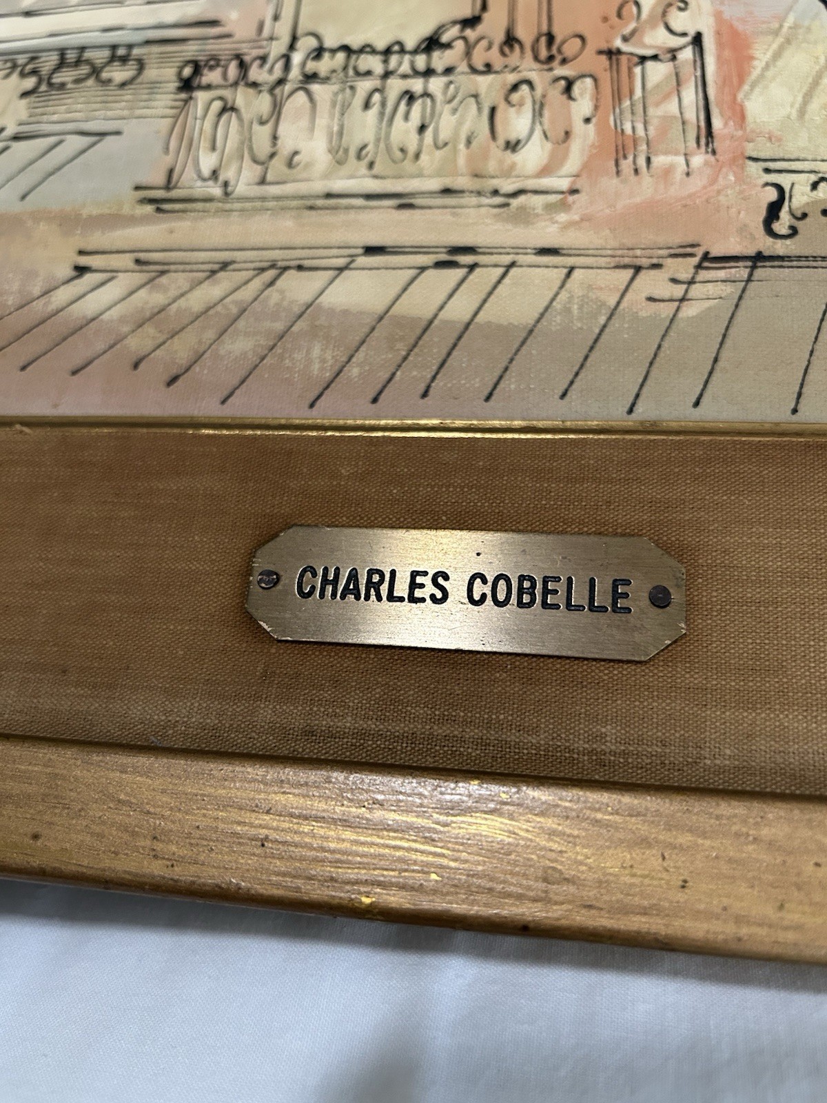 Charles Cobelle Signed Framed Cityscape Painting on Canvas Large 27×30 Modern