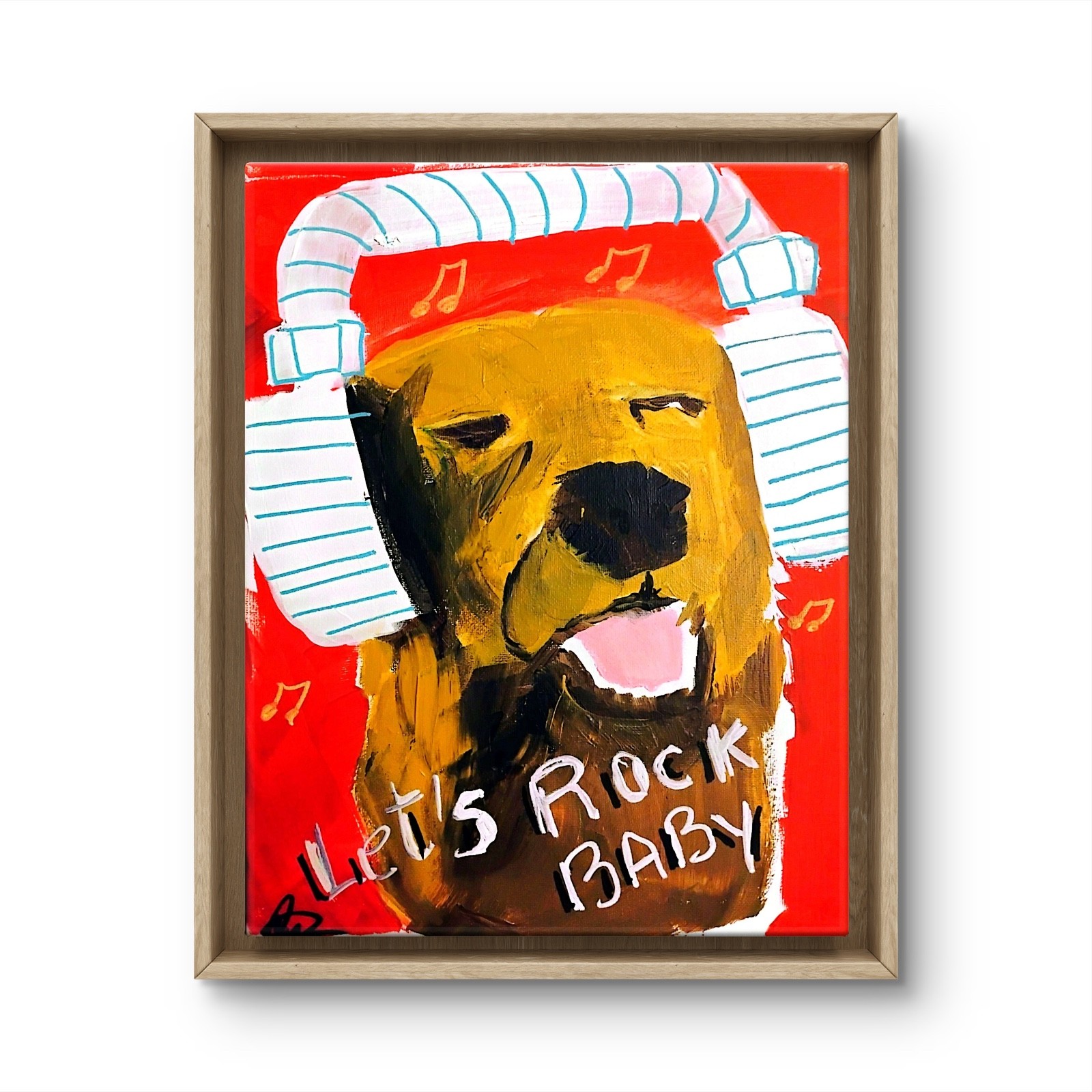 Original art 14 X 11 Cool Dog CANVAS Colorful Modern Art Acrylic Painting