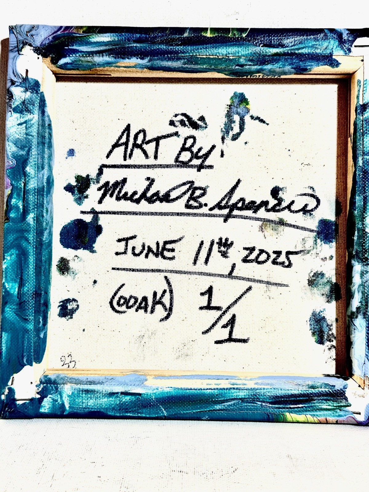 Original Acrylic 8″x8″ Canvas Art OOAK (One of a Kind) Auto, Date, Numbered 1/1