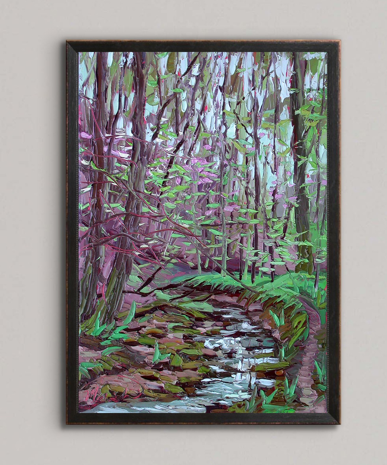 16×12 Original Plein Air Oil Painting Forest Textured Hand Painted Wall Decor