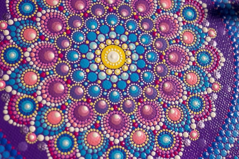 Mandala Painting Canvas Yoga Lover Gift Meditation Wall Decor Original