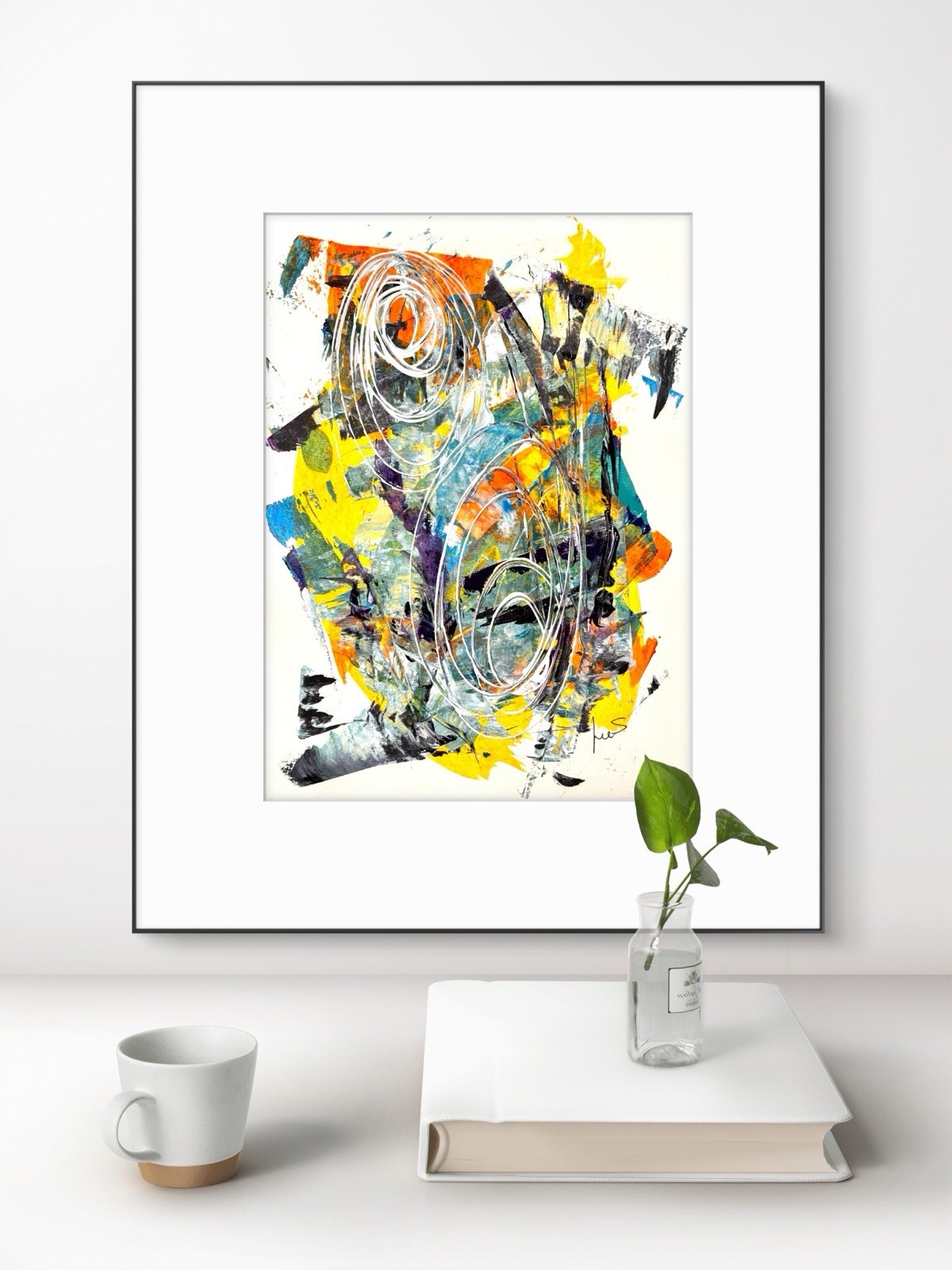 Original Abstract 9X12 Expressionism Paper Handmade Colorful Unique Signed 26
