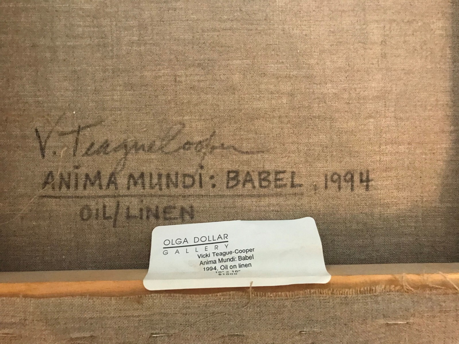 Vicki Teague-Cooper Oil/Linen «Anima Mundi: Babel» Excellent Condition