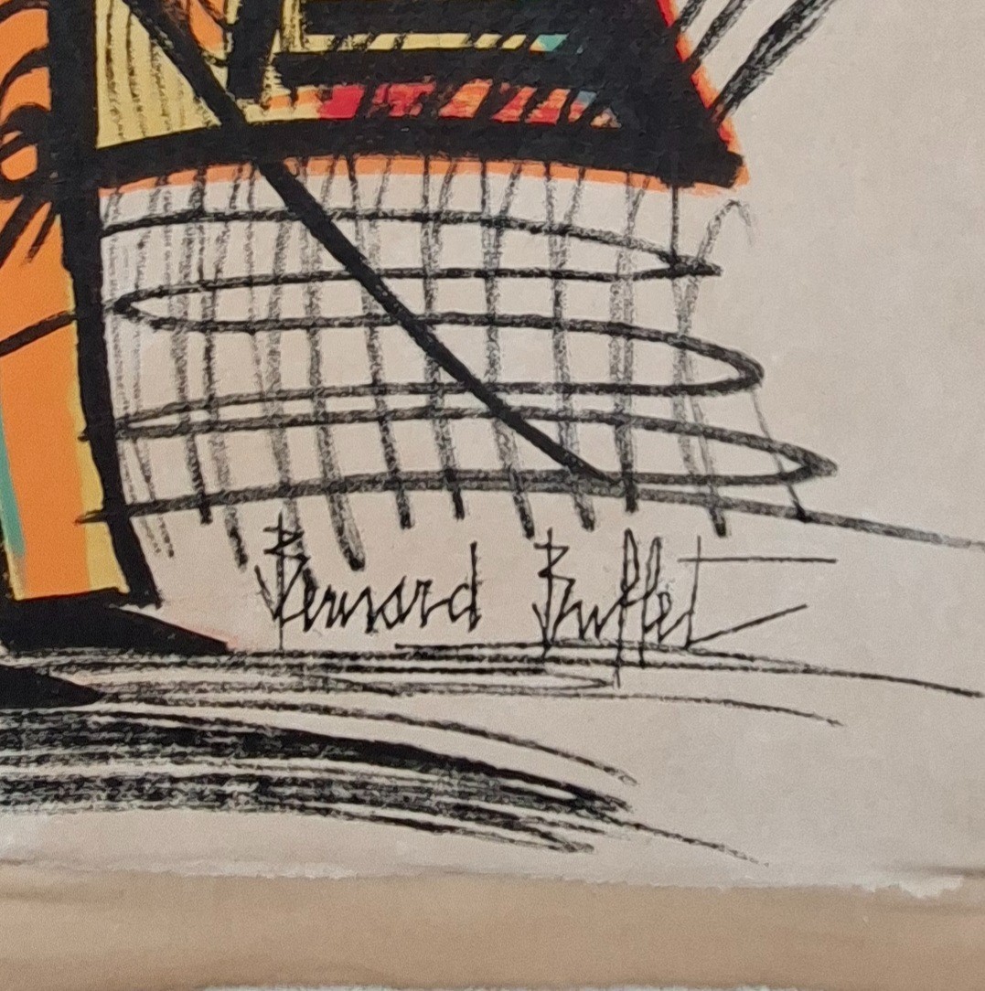 Bernard Buffet Signed Expressionist Oil Painting on Canvas – French Modern Art