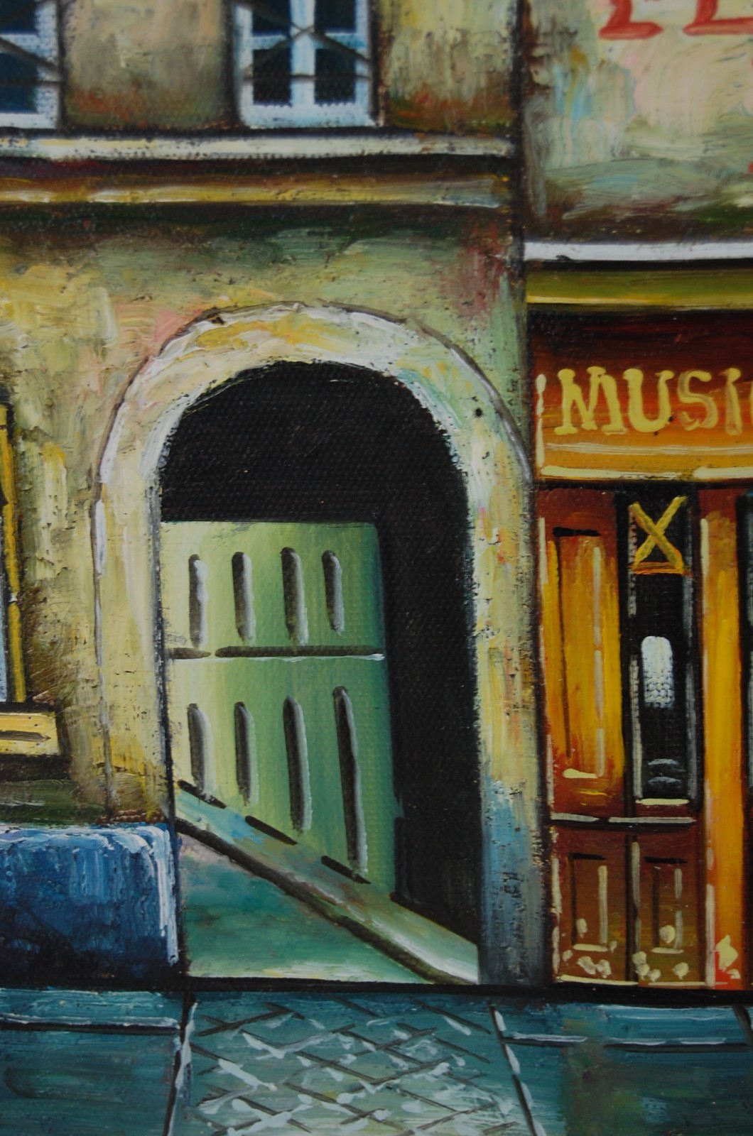 Vtg 80 Original Signed Mariel Chapot French Paris Street Scene Oil Painting 10X8