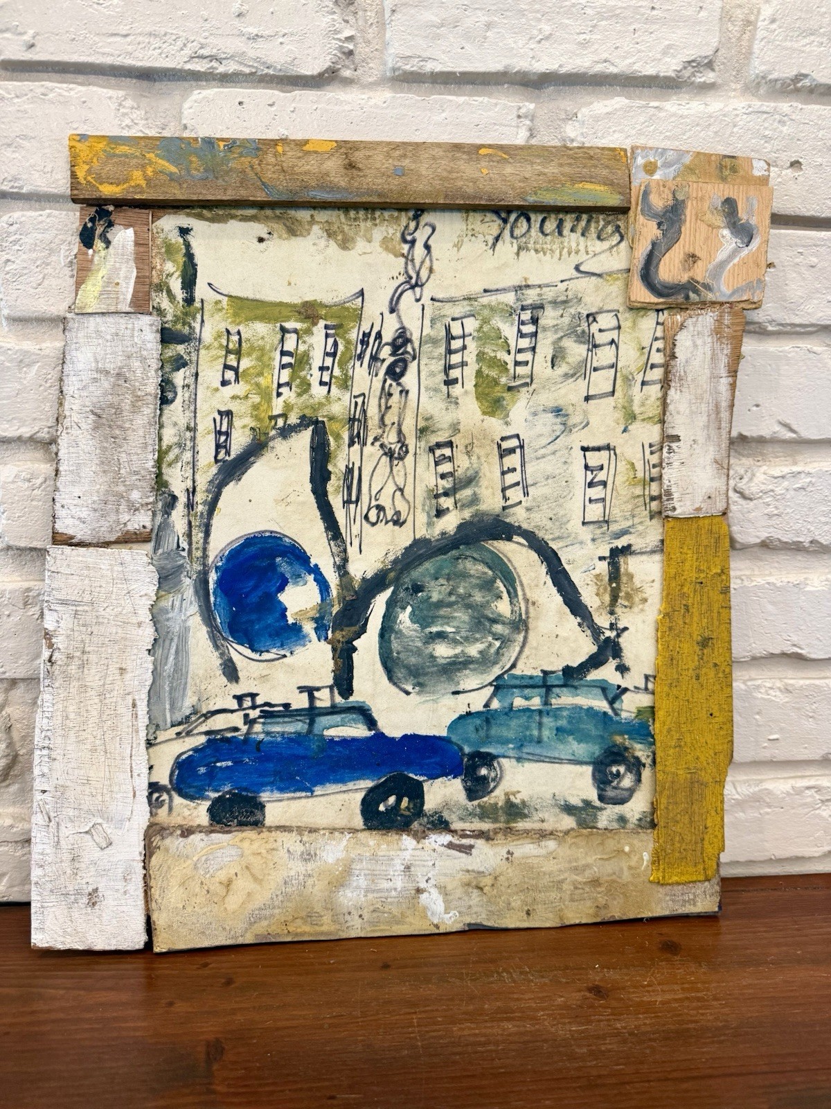 Purvis Young Original Art Urban Art 18” X 16” African American Folk Art Outsider