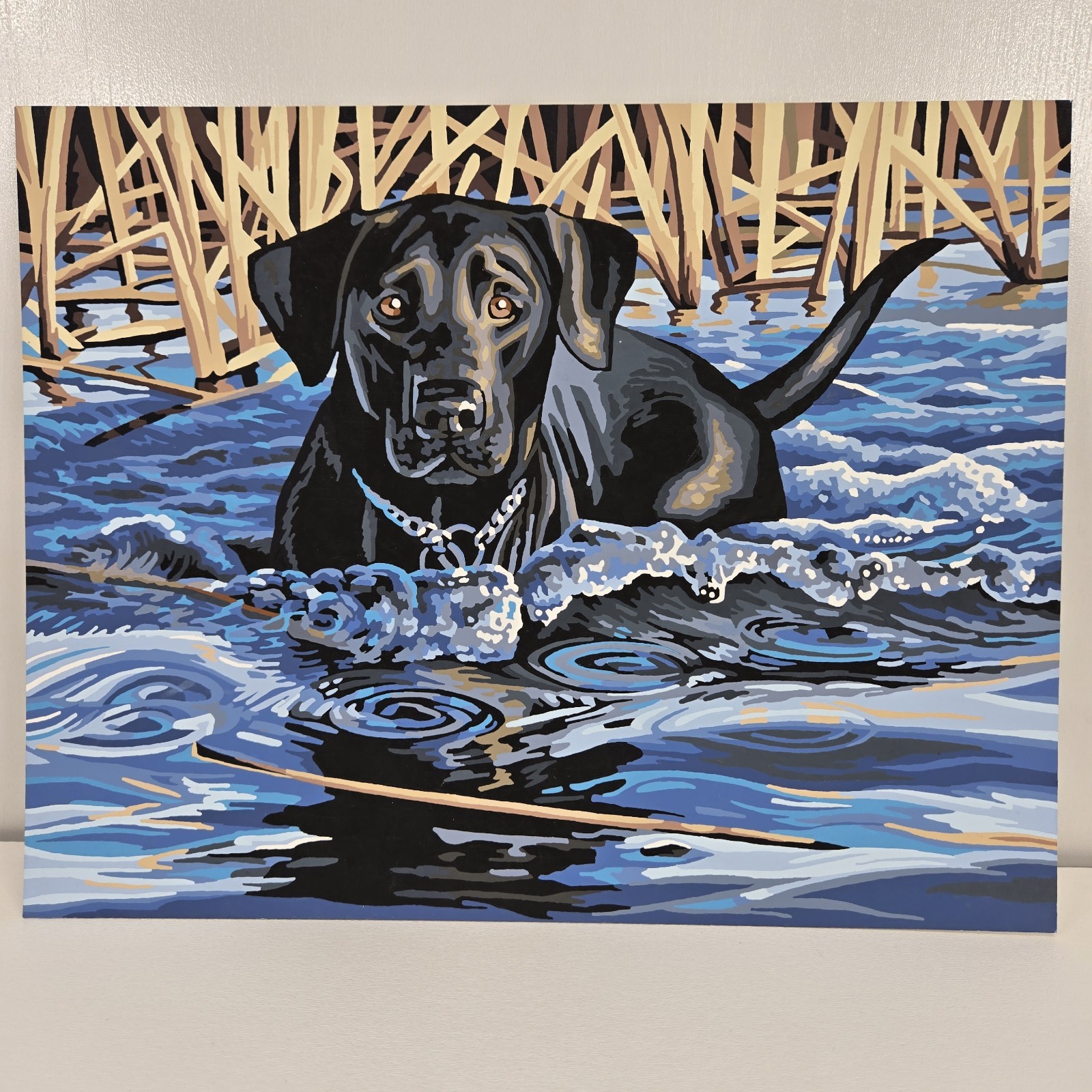 Cold Water Warm Heart Paint By Number Finished Acrylic Painting VTG Lab 14×11