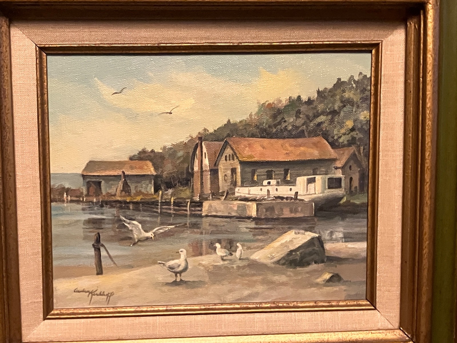 AUDREY A. KIRCHOFF «GILL’S ROCK – DOOR COUNTY» ACRYLIC ON BOARD PAINTING