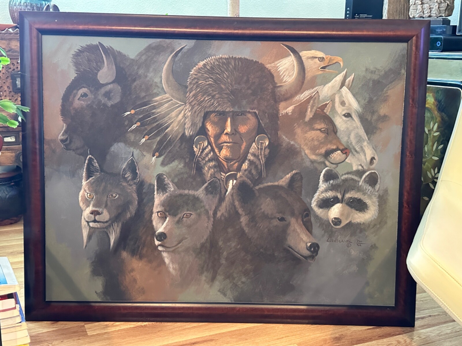 FRED CLEVELAND ORIGINAL PAINTING ON CANVAS FRAMED 44.5″ X 34.5″ EXTRA LARGE