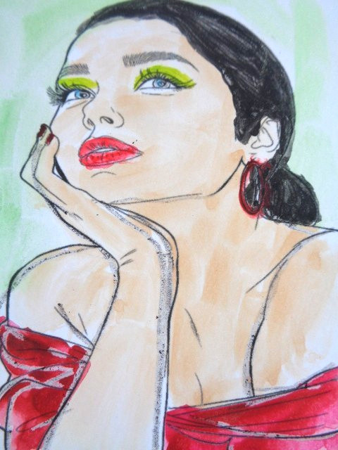 ACEO Women In Art – THINKING ABOUT IT Painting ART