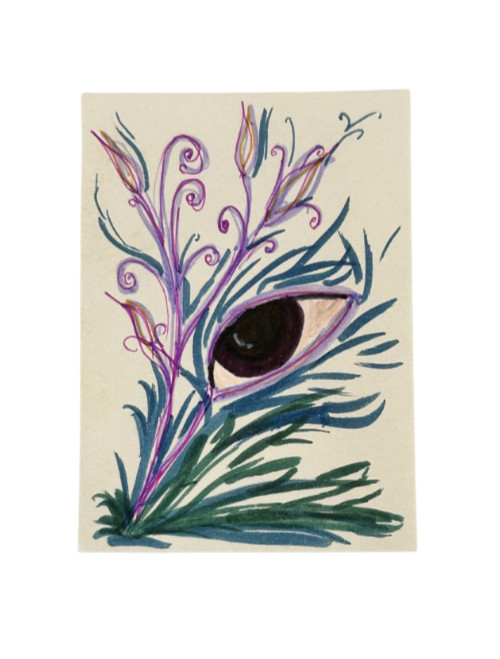 ACEO Original Art Abstract Eye Flower OOAK by Kazzerit