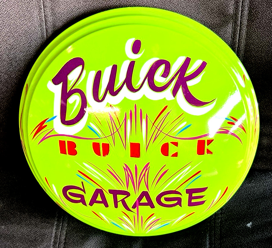 Vintage BUICK SIGN pinstriped Hub cap Hubcap Hand Painted Hotrod Kustom Kulture