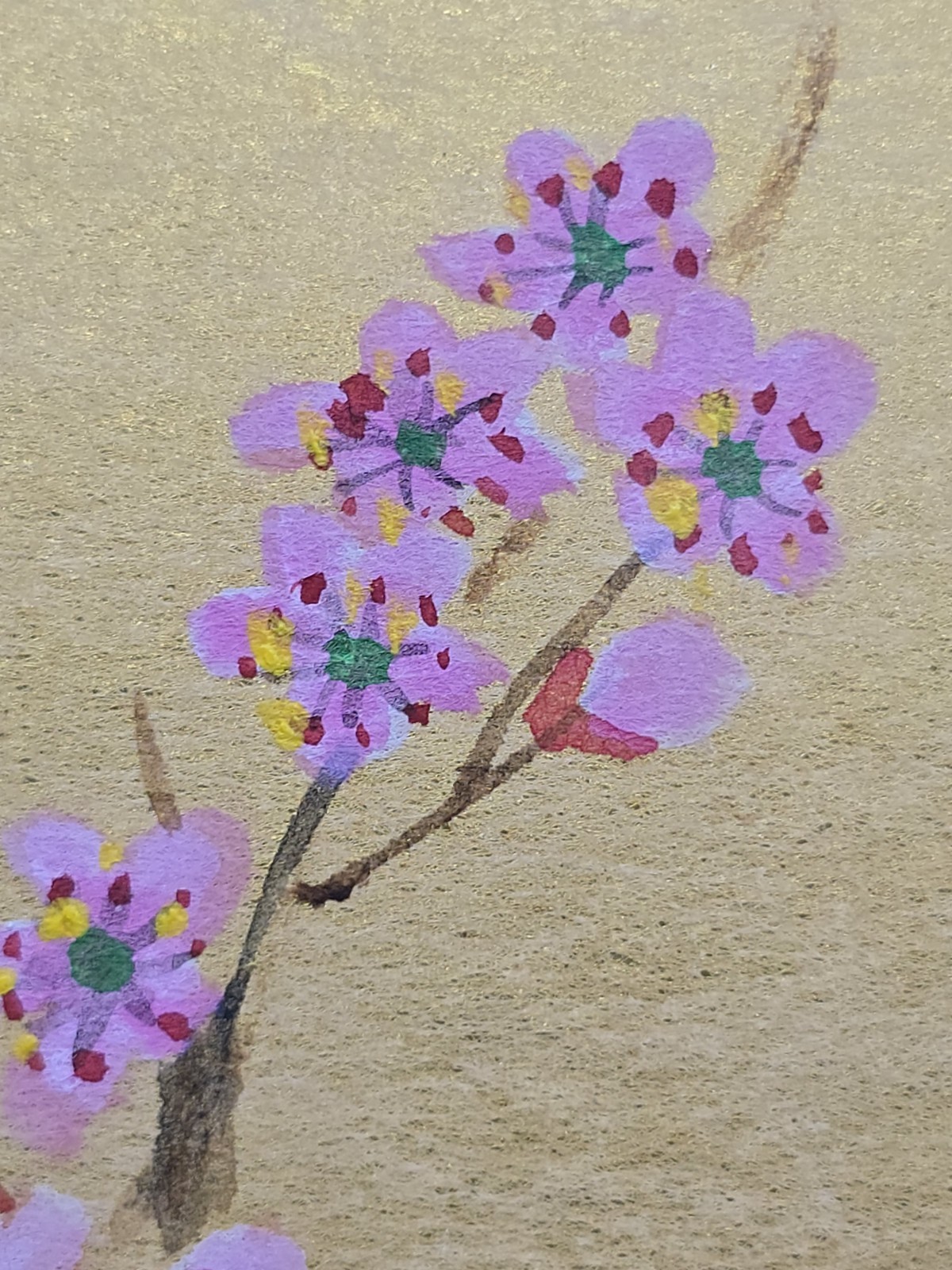 Vtg 3 Original Panel Cherry Blossoms & Birds Watercolor Paintings Framed