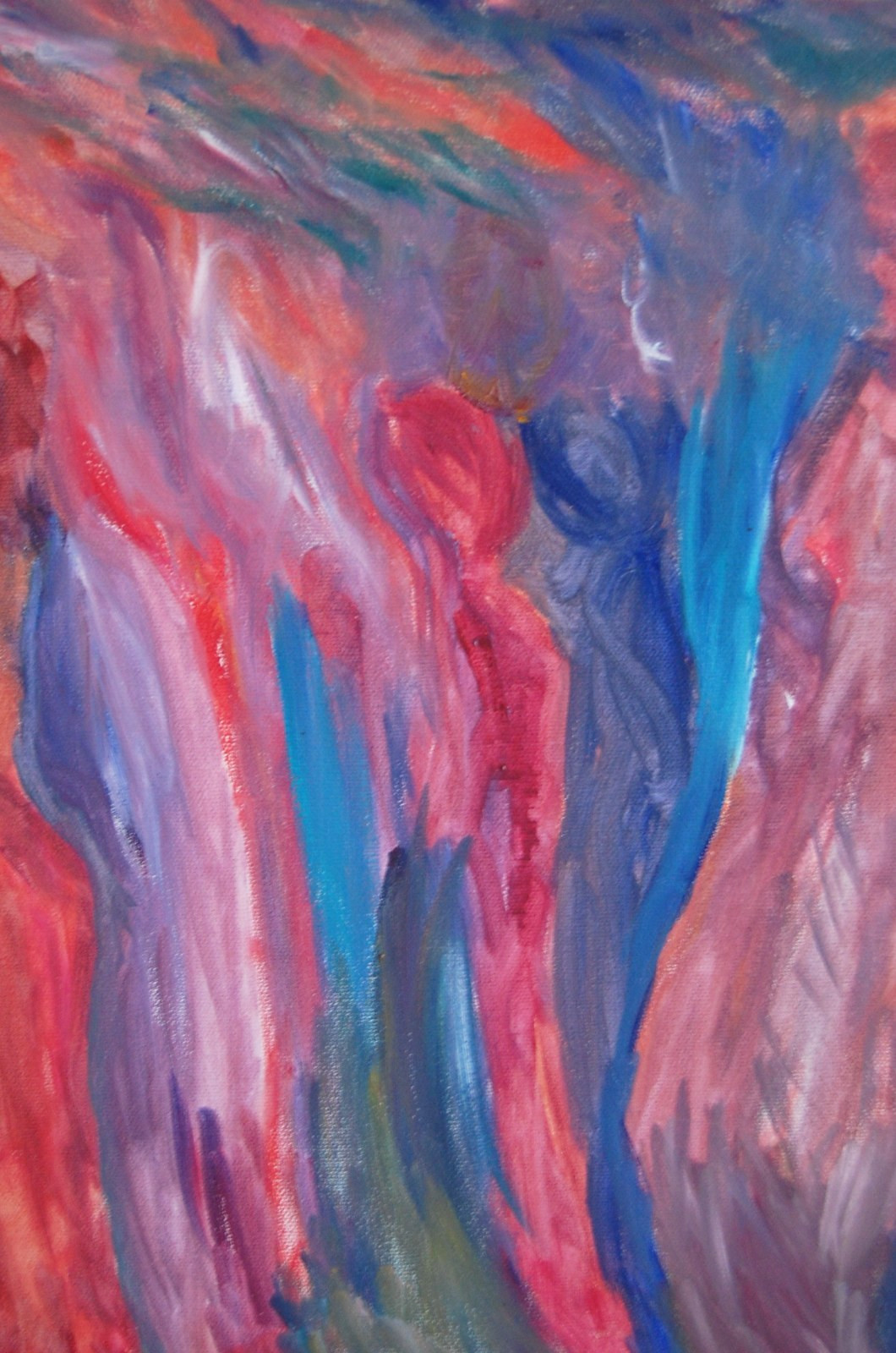 Vtg Framed Original Multicolor Surrealist Abstract Acrylic Oil Painting 20X16