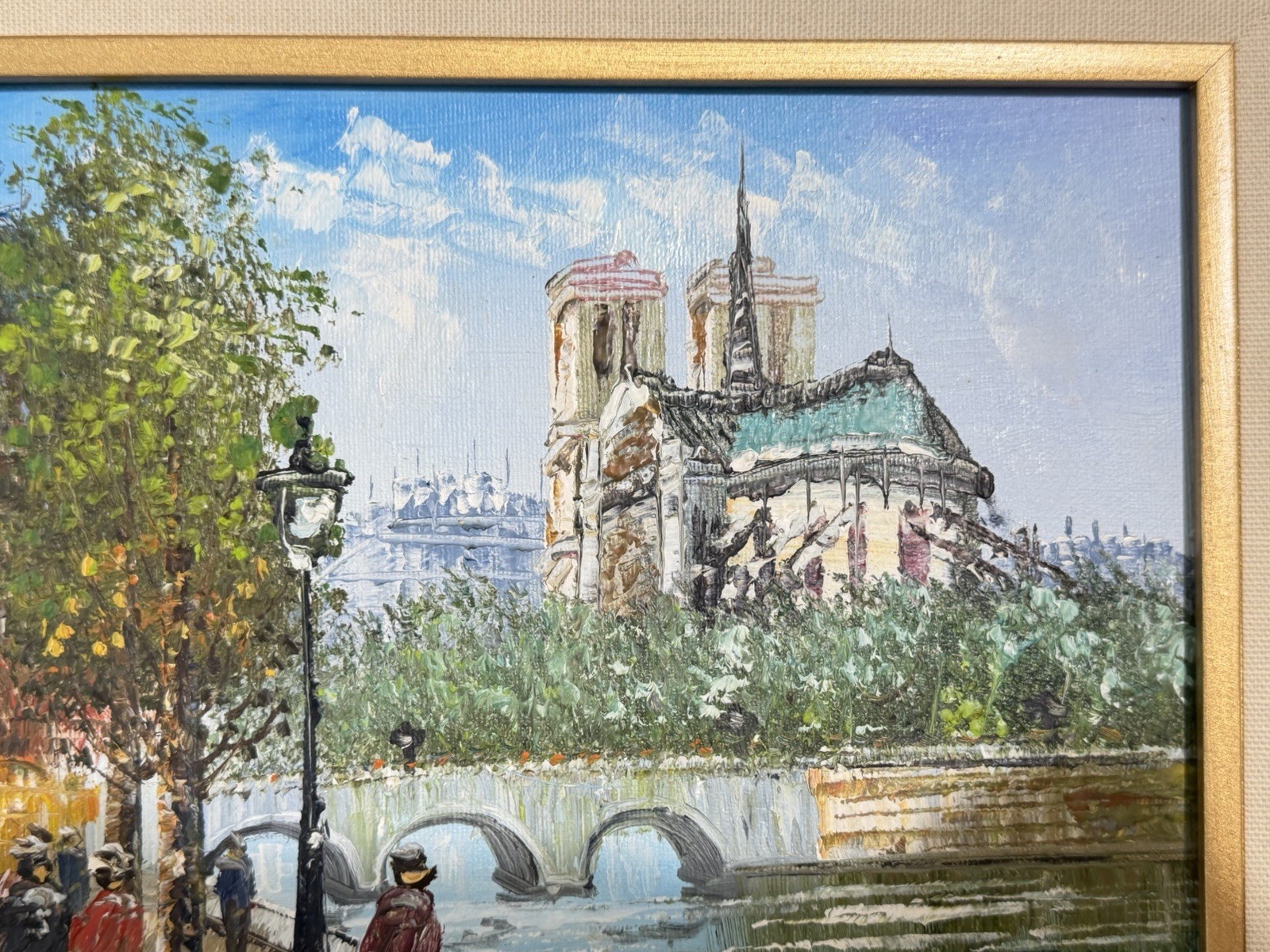 Impressionist Paris Scene Painting Caroline Burnett Gilt Frame